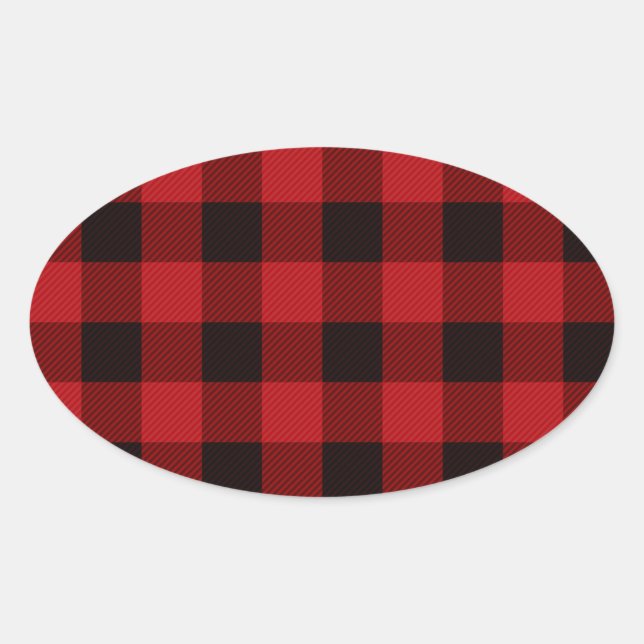 Rot und schwarz kariert ovaler aufkleber (Vorderseite)