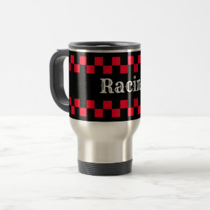 Rot und Schwarz kariert Rennsport Reisebecher