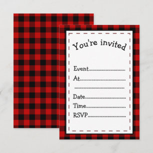 Rot und Schwarz karierte Veranstaltungen Einladung