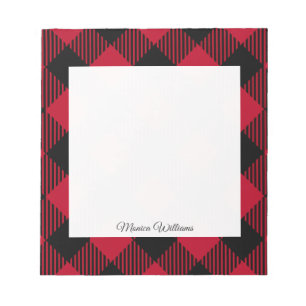 Rot und Schwarz Karo Buffalo Kariertes Muster Notizblock