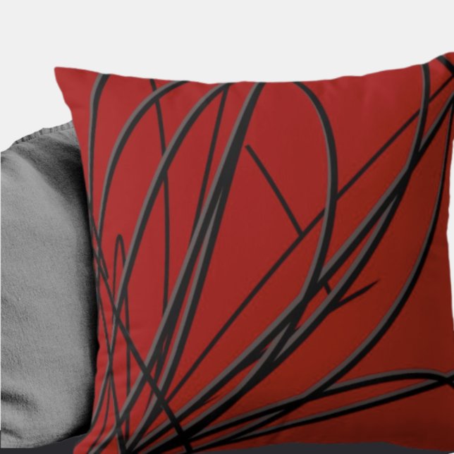 Rot und Schwarz, moderne Abstrakte Schubkeule Kissen (Von Creator hochgeladen)