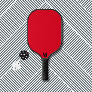 Rot und Schwarz Modernes Monogramm Pickleball Schläger