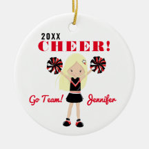 Rot und Schwarz Niedlich Blonde Cheerleader Orname