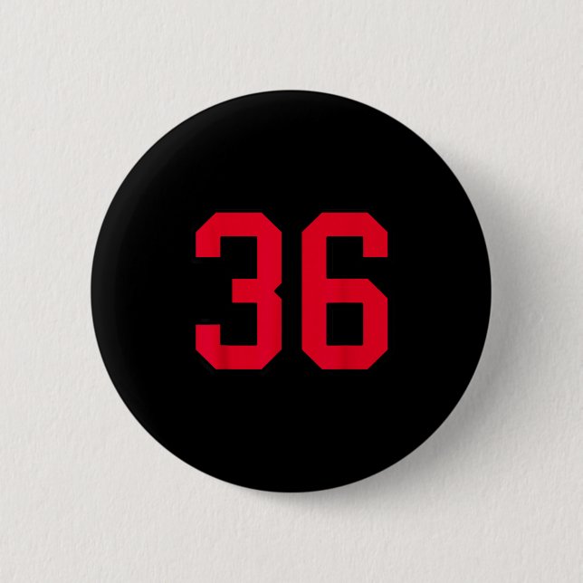 Rot und Schwarz Nummer 36 Jersey Spieler Uniform # Button (Vorderseite)