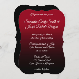 Rot und Schwarz Ombre Elegante Calligrafy Wedding Einladung