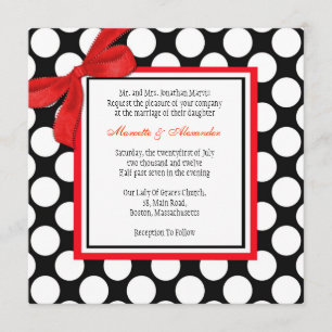 Rot und Schwarz Polka Dot Hochzeitseinladung Einladung