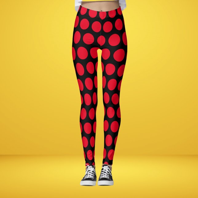 Rot und Schwarz Polka Dots Trendy Leggings (Von Creator hochgeladen)