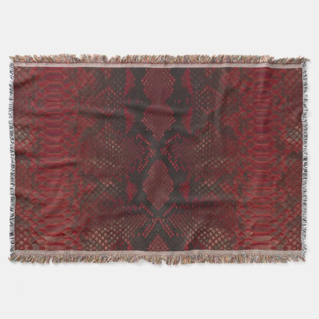 Rot und Schwarz-Python-Print Decke (Vorderseite)