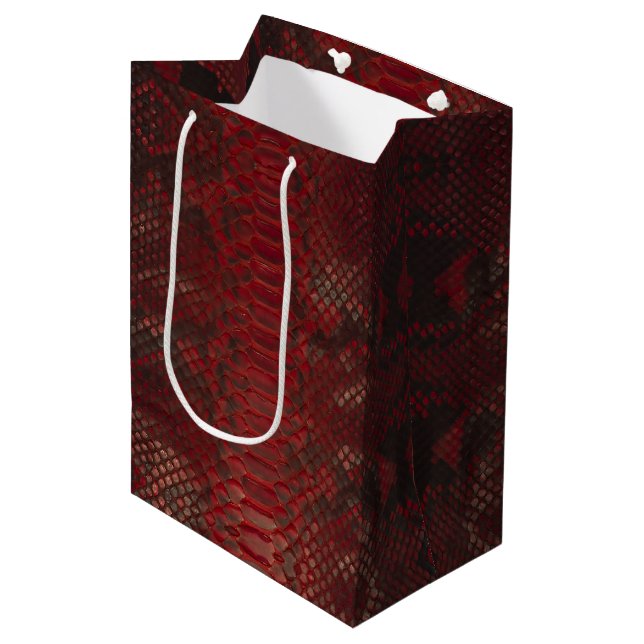 Rot und Schwarz-Python-Print Mittlere Geschenktüte (Vorderseite Schrägansicht)