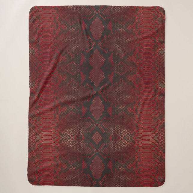 Rot und Schwarz-Python-Print Sherpadecke (Vorderseite)