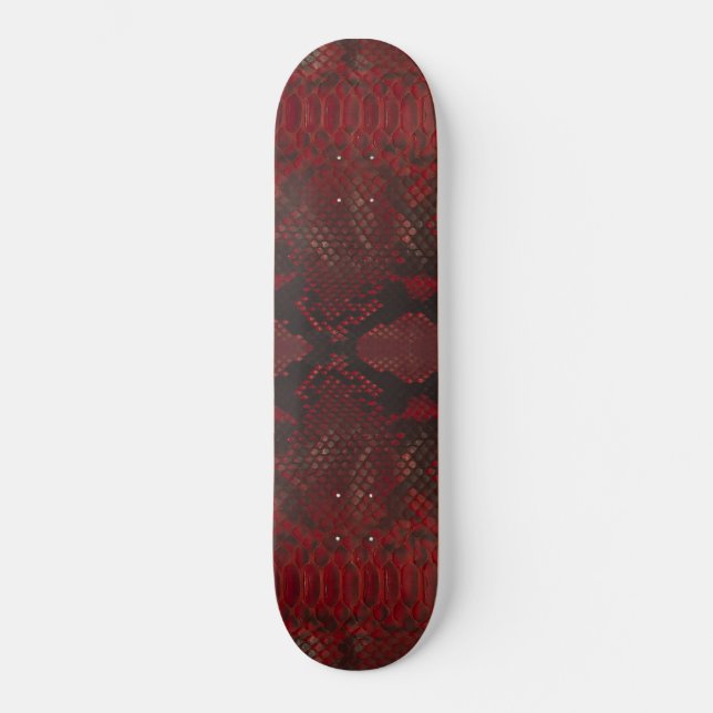 Rot und Schwarz-Python-Print Skateboard (Vorderseite)