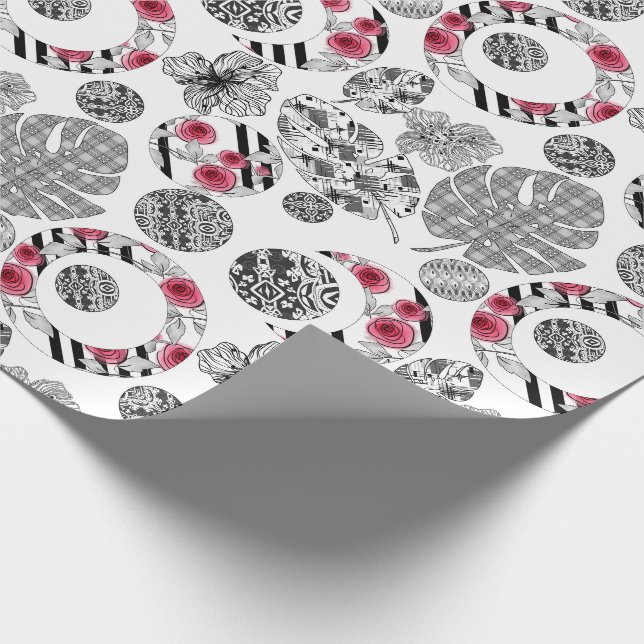 Rot und Schwarz, Quilt, Patchwork, rustikal, moder Geschenkpapier (Ecke)