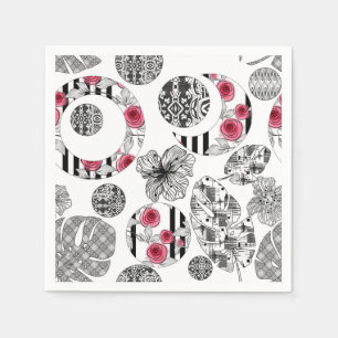 Rot und Schwarz, Quilt, Patchwork, rustikal, moder Serviette