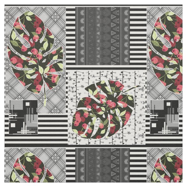 Rot und Schwarz, Quilt, Patchwork, rustikal, moder Stoff (Muster)