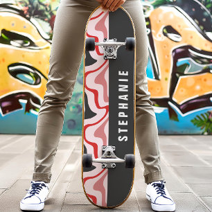 Rot und Schwarz Retro Moderne Abstrakte Marmor Wir Skateboard