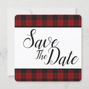 Rot und Schwarz Save the Date Kariert