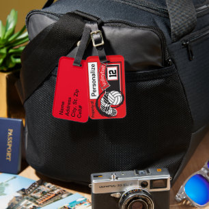 Rot und Schwarz Sporty Volleyball 🏐 Gepäckanhänger