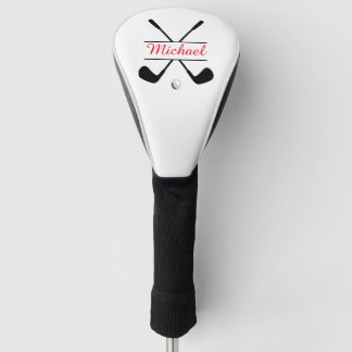 Rot und Schwarz Stillogos und Name Golf Player Headcover