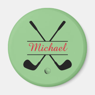 Rot und Schwarz Stillogos und Name Golf Player Magnet