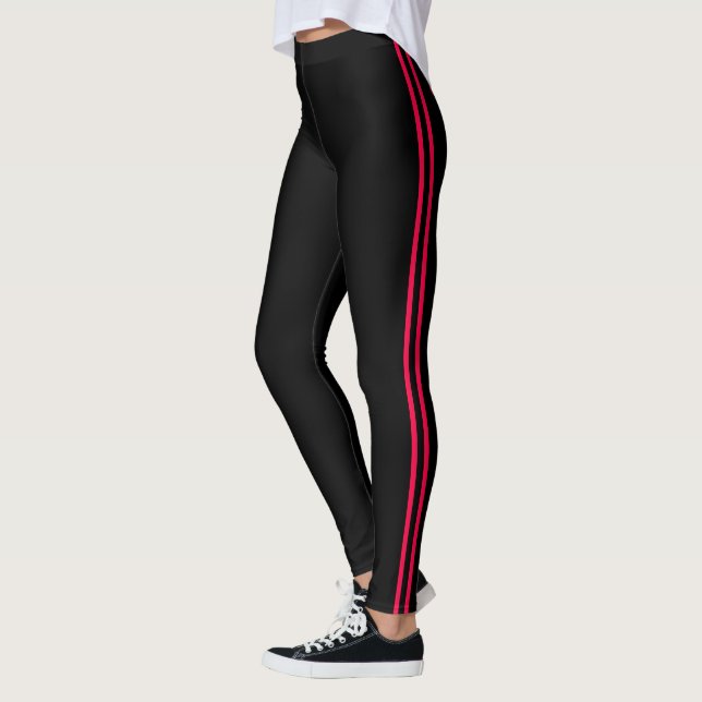 Rot und Schwarz Streifen Athletische Leggings (Links)