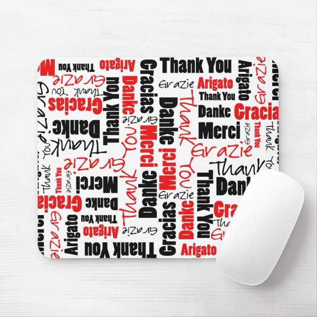 Rot und Schwarz Vielen Dank Word Cloud Mousepad (Mit Mouse)