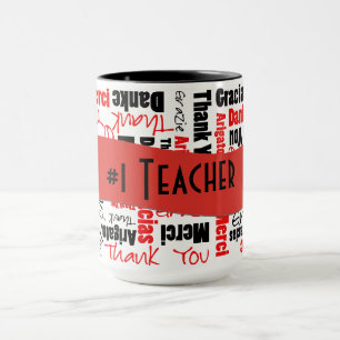 Rot und Schwarz Vielen Dank Word Cloud Template Tasse
