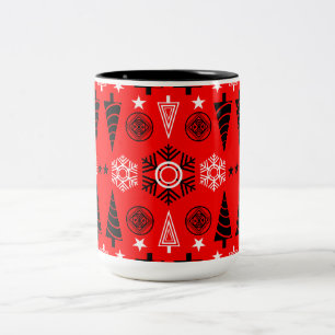 Rot- und Schwarz-Weihnachten im Jugendstil Zweifarbige Tasse