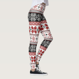 Rot und Schwarz Winter Messe Isle Pattern Leggings