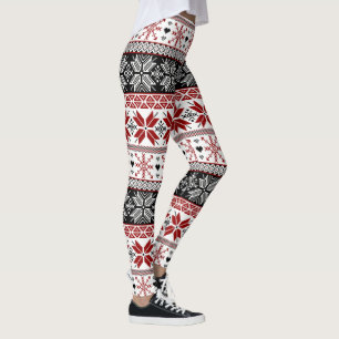 Rot und Schwarz Winter Messe Isle Pattern Leggings