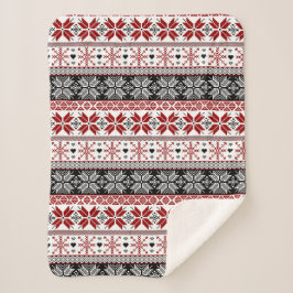 Rot und Schwarz Winter Messe Isle Pattern Sherpadecke