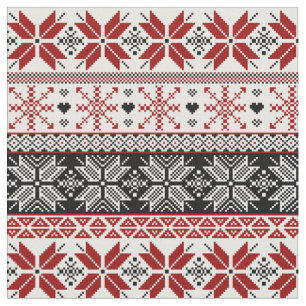 Rot und Schwarz Winter Messe Isle Pattern Stoff