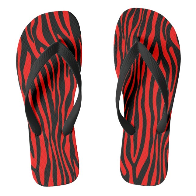 Rot und Schwarz Zebra Flip Flops (Fußbett)