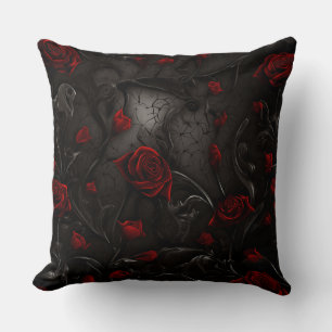 Rot und schwarze Blumen Kissen