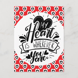 Rot und Schwarze Herzen Zitat Valentinstag    Postkarte