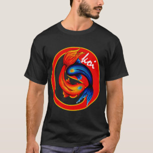 Rot- und schwarze Koi-Karpfen handgezeichnet T-Shirt