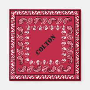 Rot und Schwarzer Western Paisley Bandana Personal Magnet