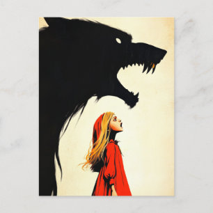 Rot und Schwarzer Wolf Howling Dunkle Fantasie Postkarte