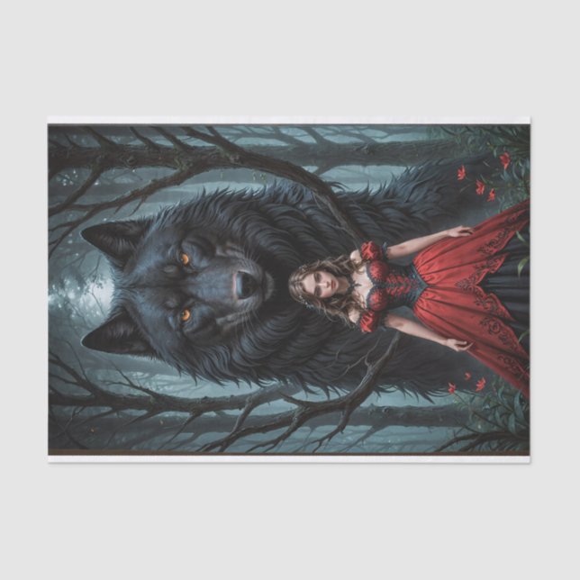 Rot und Schwarzer Wolf Seidenpapier (Vorderseite)