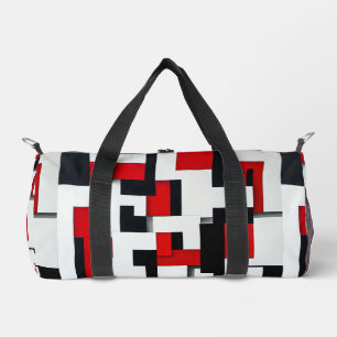 Rot und schwarzes Quadratmuster mit weißem Hinterg Duffle Bag