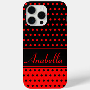 Rot- und Schwarzpolka-Punkte, Individuelle Name Case-Mate iPhone Hülle