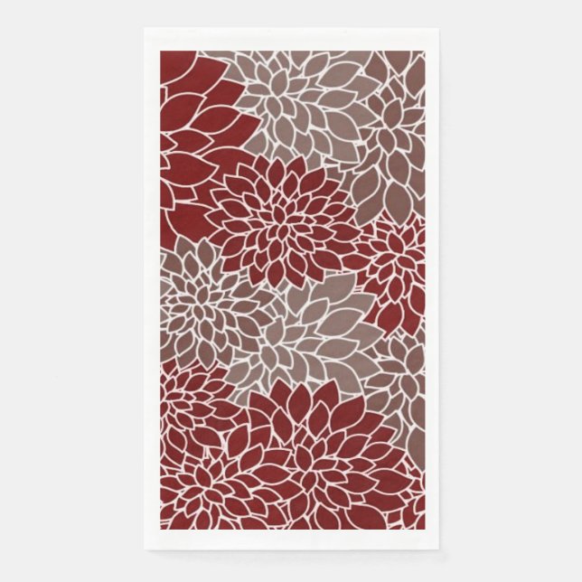 Rot und Silber dahlis Serviette (Vorderseite)