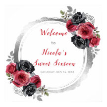 Rot und Silber Elegante Blume 16 . Geburtstag