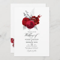 Rot und Silber Vintage Rose Hochzeit Foto