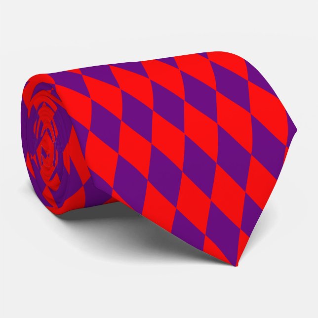 Rot und violett kariertes Harlekin-Design  Krawatte (Von Creator hochgeladen)