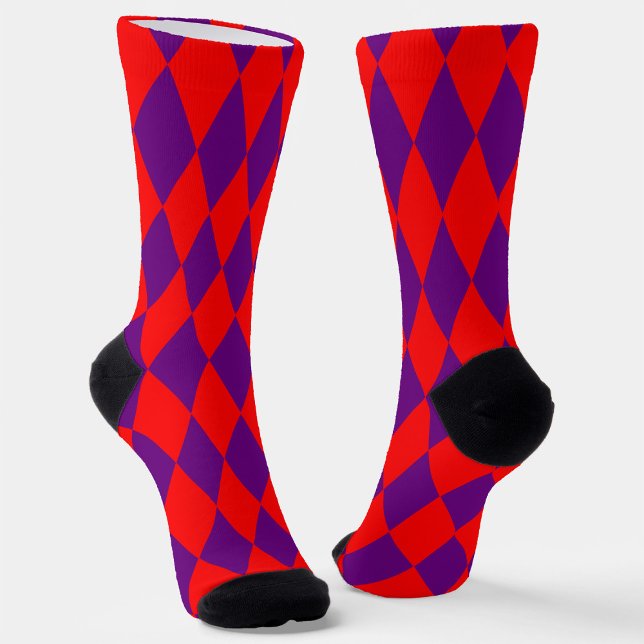 Rot und violett kariertes Harlekin-Design  Socken (Von Creator hochgeladen)