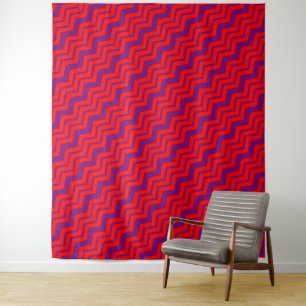 Rot und violettes Chevron-Musterdesign Wandteppich