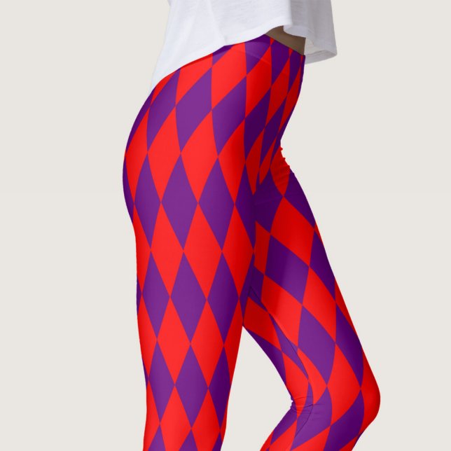 Rot und violettes Harlekin-Karuomuster Design  Leggings (Von Creator hochgeladen)