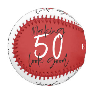 Rot und Weiß 50. Geburtstag Moderner Chic Baseball