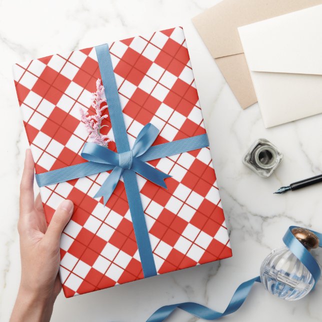 Rot und Weiß Argyle  Geschenkpapier (Schenken)