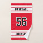Rot und Weiß ⚾ Baseball - 100% individuell anpasse Handtuch<br><div class="desc">Handtuch. Rot (DIY HINTERGRUND Farbe ... ändern Sie es in eine beliebige Farbe) und weiß jede Sportart, die für Sie bereit ist, sich zu personalisieren. Ein tolles Geschenk für jeden Sportspieler. ✔ HINWEIS: ÄNDERN SIE NUR DIE VORLAGEBEREICHE, DIE SIE BENÖTIGEN! 😀 Sie können den Text bei Bedarf entfernen und neu...</div>